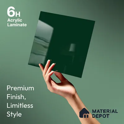 Midnight Pine Green Solid Colors Look LM 23306 Midnight Pine 8 ft x 4 ft High Gloss Finish 6H Anti Scratch Acrylic Laminate - 1.5 mm | Suitable for Living Room, Kitchen, Office
