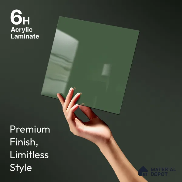Valley Mist Green Solid Colors Look LM 23307 Valley Mist 8 ft x 4 ft High Gloss Finish 6H Anti Scratch Acrylic Laminate - 1.5 mm | Suitable for Living Room, Kitchen, Office