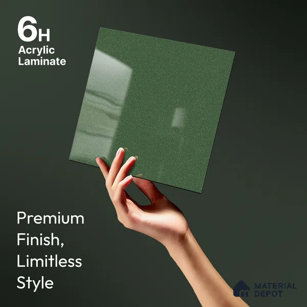 Green Sparkle Look LM 23308 Soft Hills 8 ft x 4 ft High Gloss Finish 6H Anti Scratch Acrylic Laminate - 1.5 mm | Suitable for Kitchen Cabinet, TV Unit, Wardrobe