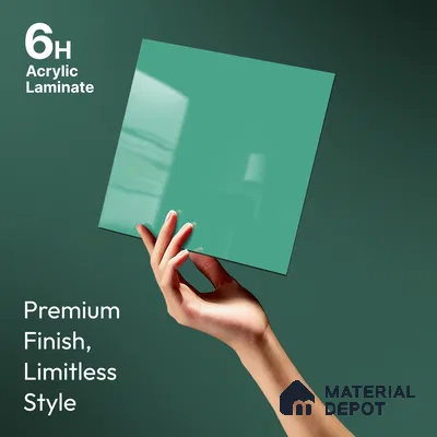 Crystal Teal Blue Solid Colors Look LM 23309 Crystal River 8 ft x 4 ft High Gloss Finish 6H Anti Scratch Acrylic Laminate - 1.5 mm | Suitable for Living Room, Kitchen, Office