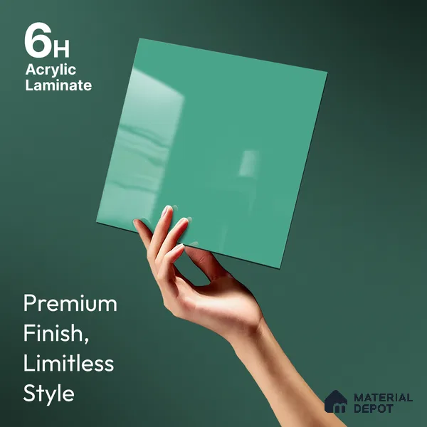 Crystal Teal Blue Solid Colors Look LM 23309 Crystal River 8 ft x 4 ft High Gloss Finish 6H Anti Scratch Acrylic Laminate - 1.5 mm | Suitable for Living Room, Kitchen, Office