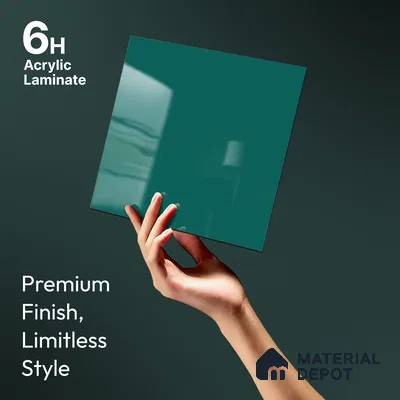 Glacial Teal Blue Solid Colors Look LM 23313 Glacial Lake 8 ft x 4 ft High Gloss Finish 6H Anti Scratch Acrylic Laminate - 1.5 mm | Suitable for Living Room, Kitchen, Office
