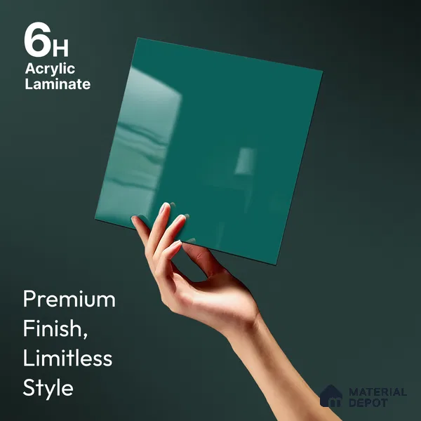 Glacial Teal Blue Solid Colors Look LM 23313 Glacial Lake 8 ft x 4 ft High Gloss Finish 6H Anti Scratch Acrylic Laminate - 1.5 mm | Suitable for Living Room, Kitchen, Office