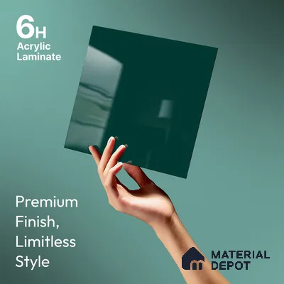 Deep Teal Blue Solid Colors Look LM 23315 Elm Grove 8 ft x 4 ft High Gloss Finish 6H Anti Scratch Acrylic Laminate - 1.5 mm | Suitable for Living Room, Kitchen, Office