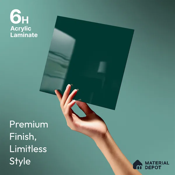 Deep Teal Blue Solid Colors Look LM 23315 Elm Grove 8 ft x 4 ft High Gloss Finish 6H Anti Scratch Acrylic Laminate - 1.5 mm | Suitable for Living Room, Kitchen, Office