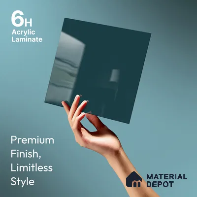 Blue Solid Colors Look LM 23325 Marine Blue 8 ft x 4 ft High Gloss Finish 6H Anti Scratch Acrylic Laminate - 1.5 mm | Suitable for Living Room, Kitchen, Office