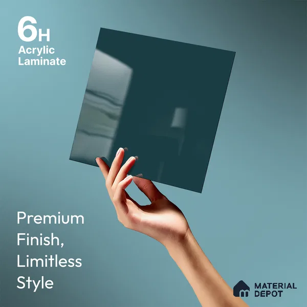 Blue Solid Colors Look LM 23325 Marine Blue 8 ft x 4 ft High Gloss Finish 6H Anti Scratch Acrylic Laminate - 1.5 mm | Suitable for Living Room, Kitchen, Office