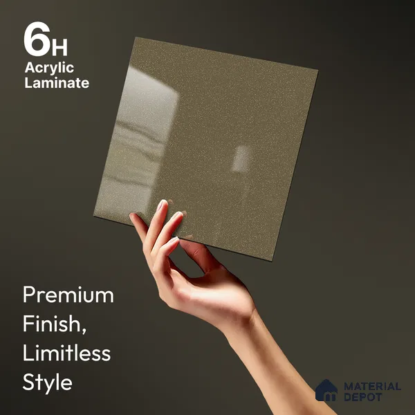 Brown Sparkle Look LM 23333 Natural Tan 8 ft x 4 ft High Gloss Finish 6H Anti Scratch Acrylic Laminate - 1.5 mm | Suitable for Kitchen Cabinet, TV Unit, Wardrobe
