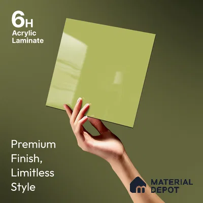 Yellow Solid Colors Look LM 23335 Empire Yellow 8 ft x 4 ft High Gloss Finish 6H Anti Scratch Acrylic Laminate - 1.5 mm | Suitable for Living Room, Kitchen, Office