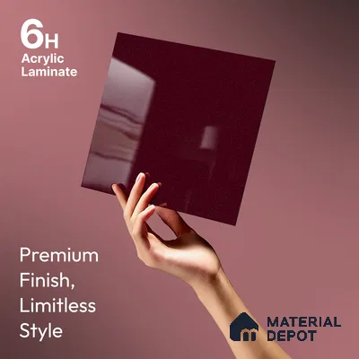 Red Sparkle Look LM 23336 Garnet Red 8 ft x 4 ft High Gloss Finish 6H Anti Scratch Acrylic Laminate - 1.5 mm | Suitable for Kitchen Cabinet, TV Unit, Wardrobe