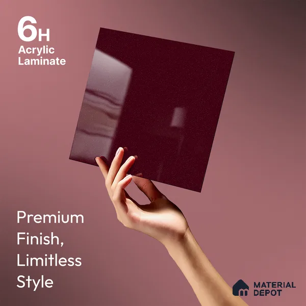 Red Sparkle Look LM 23336 Garnet Red 8 ft x 4 ft High Gloss Finish 6H Anti Scratch Acrylic Laminate - 1.5 mm | Suitable for Kitchen Cabinet, TV Unit, Wardrobe