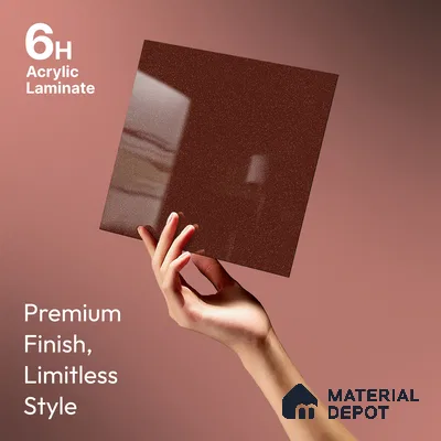Red Sparkle Look LM 23337 Russet Rust 8 ft x 4 ft High Gloss Finish 6H Anti Scratch Acrylic Laminate - 1.5 mm | Suitable for Kitchen Cabinet, TV Unit, Wardrobe