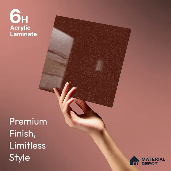 Red Sparkle Look LM 23337 Russet Rust 8 ft x 4 ft High Gloss Finish 6H Anti Scratch Acrylic Laminate - 1.5 mm | Suitable for Kitchen Cabinet, TV Unit, Wardrobe