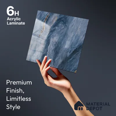 Blue Marble Look LM 23338 Oceanic Thunder 8 ft x 4 ft High Gloss Finish 6H Anti Scratch Acrylic Laminate - 1.5 mm | Suitable for Kitchen Cabinet, TV Unit, Wardrobe