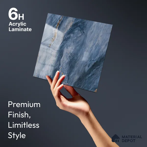 Blue Marble Look LM 23338 Oceanic Thunder 8 ft x 4 ft High Gloss Finish 6H Anti Scratch Acrylic Laminate - 1.5 mm | Suitable for Kitchen Cabinet, TV Unit, Wardrobe