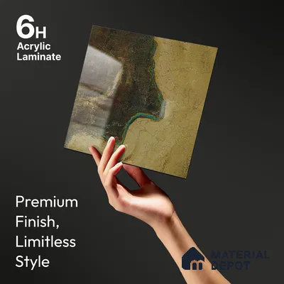 Brown Marble Look LM 23339 Ocean Ember 8 ft x 4 ft High Gloss Finish 6H Anti Scratch Acrylic Laminate - 1.5 mm | Suitable for Kitchen Cabinet, TV Unit, Wardrobe
