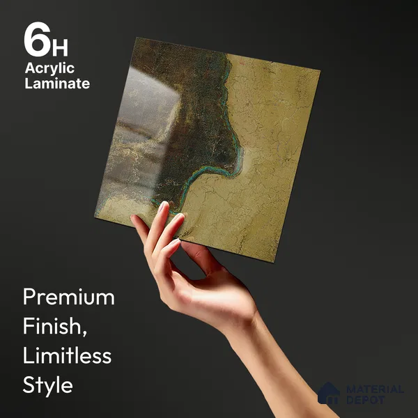 Brown Marble Look LM 23339 Ocean Ember 8 ft x 4 ft High Gloss Finish 6H Anti Scratch Acrylic Laminate - 1.5 mm | Suitable for Kitchen Cabinet, TV Unit, Wardrobe