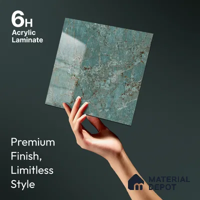 Green Marble Look LM 23343 Teal Granite 8 ft x 4 ft High Gloss Finish 6H Anti Scratch Acrylic Laminate - 1.5 mm | Suitable for Kitchen Cabinet, TV Unit, Wardrobe