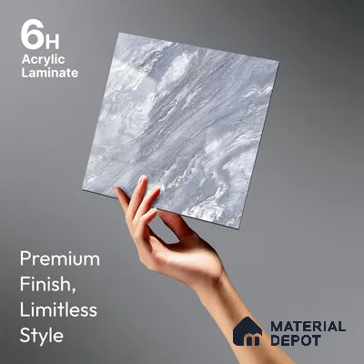 Grey Marble Look LM 23346 Blue Dusk Marble 8 ft x 4 ft High Gloss Finish 6H Anti Scratch Acrylic Laminate - 1.5 mm | Suitable for Kitchen Cabinet, TV Unit, Wardrobe
