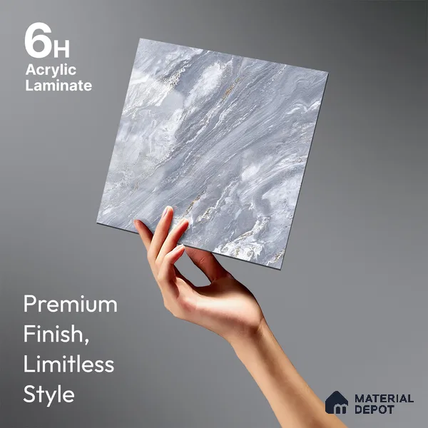 Grey Marble Look LM 23346 Blue Dusk Marble 8 ft x 4 ft High Gloss Finish 6H Anti Scratch Acrylic Laminate - 1.5 mm | Suitable for Kitchen Cabinet, TV Unit, Wardrobe