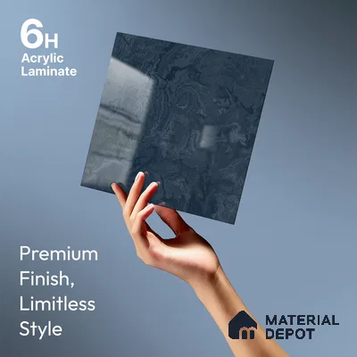 Blue Marble Look LM 23349 Ocean Eclipse 8 ft x 4 ft High Gloss Finish 6H Anti Scratch Acrylic Laminate - 1.5 mm | Suitable for Kitchen Cabinet, TV Unit, Wardrobe