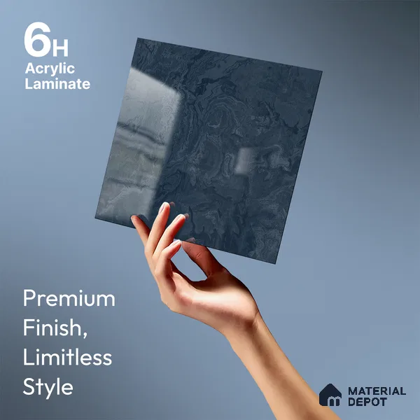 Blue Marble Look LM 23349 Ocean Eclipse 8 ft x 4 ft High Gloss Finish 6H Anti Scratch Acrylic Laminate - 1.5 mm | Suitable for Kitchen Cabinet, TV Unit, Wardrobe