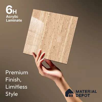 Brown Marble Look LM 23352 Earthen Drift 8 ft x 4 ft High Gloss Finish 6H Anti Scratch Acrylic Laminate - 1.5 mm | Suitable for Kitchen Cabinet, TV Unit, Wardrobe