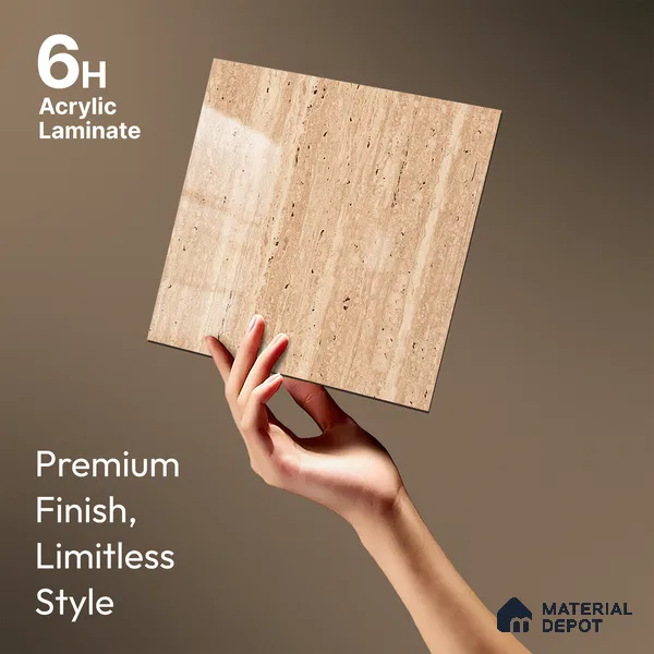 Brown Marble Look LM 23352 Earthen Drift 8 ft x 4 ft High Gloss Finish 6H Anti Scratch Acrylic Laminate - 1.5 mm | Suitable for Kitchen Cabinet, TV Unit, Wardrobe