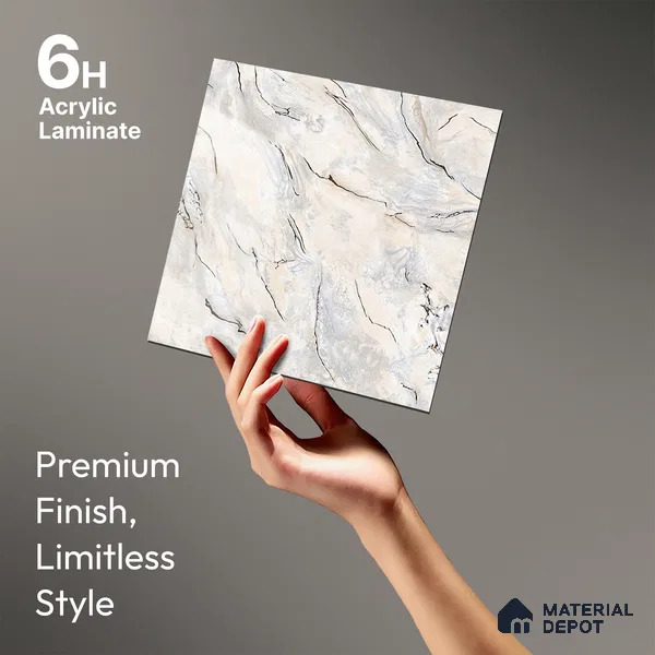 Multi Colour Marble Look LM 23353 Ivory Drift 8 ft x 4 ft High Gloss Finish 6H Anti Scratch Acrylic Laminate - 1.5 mm | Suitable for Kitchen Cabinet, TV Unit, Wardrobe
