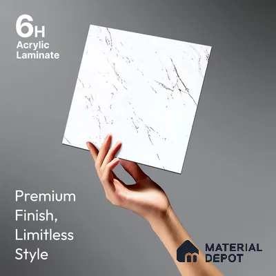 White Marble Look LM 23356 Venato Luxe 8 ft x 4 ft High Gloss Finish 6H Anti Scratch Acrylic Laminate - 1.5 mm | Suitable for Kitchen Cabinet, TV Unit, Wardrobe