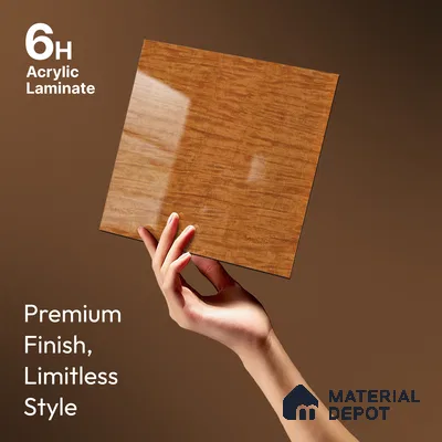 Wooden Look KD 704 Exotica Teak 8 ft x 4 ft High Gloss Finish 6H Anti Scratch Acrylic Laminate - 1.5 mm | Suitable for Kitchen Cabinet, TV Unit, Wardrobe