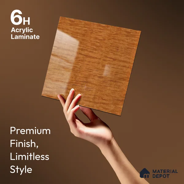 Wooden Look KD 704 Exotica Teak 8 ft x 4 ft High Gloss Finish 6H Anti Scratch Acrylic Laminate - 1.5 mm | Suitable for Kitchen Cabinet, TV Unit, Wardrobe