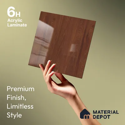 Wooden Look LM 23361 Teak Horizon 8 ft x 4 ft High Gloss Finish 6H Anti Scratch Acrylic Laminate - 1.5 mm | Suitable for Kitchen Cabinet, TV Unit, Wardrobe