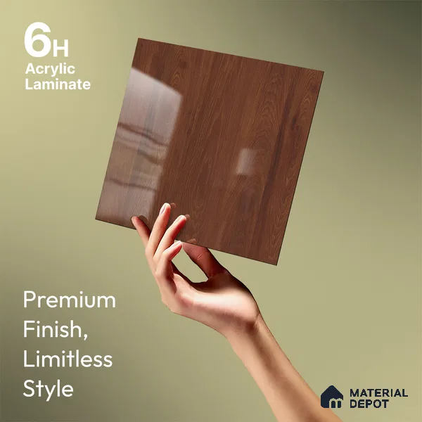 Wooden Look LM 23361 Teak Horizon 8 ft x 4 ft High Gloss Finish 6H Anti Scratch Acrylic Laminate - 1.5 mm | Suitable for Kitchen Cabinet, TV Unit, Wardrobe