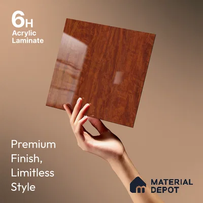 Wooden Look LM 23363 RubyWooden 8 ft x 4 ft High Gloss Finish 6H Anti Scratch Acrylic Laminate - 1.5 mm | Suitable for Kitchen Cabinet, TV Unit, Wardrobe