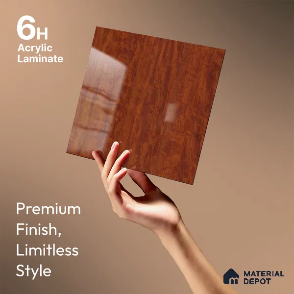 Wooden Look LM 23363 RubyWooden 8 ft x 4 ft High Gloss Finish 6H Anti Scratch Acrylic Laminate - 1.5 mm | Suitable for Kitchen Cabinet, TV Unit, Wardrobe
