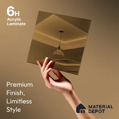 Pink Mirror Look LM 23365 Rose Gold 8 ft x 4 ft High Gloss Finish 6H Anti Scratch Acrylic Laminate - 1.5 mm | Suitable for Kitchen Cabinet, TV Unit, Wardrobe