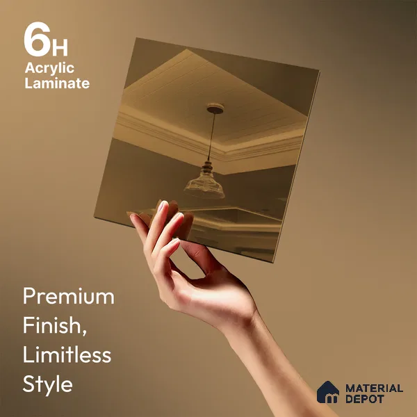 Pink Mirror Look LM 23365 Rose Gold 8 ft x 4 ft High Gloss Finish 6H Anti Scratch Acrylic Laminate - 1.5 mm | Suitable for Kitchen Cabinet, TV Unit, Wardrobe