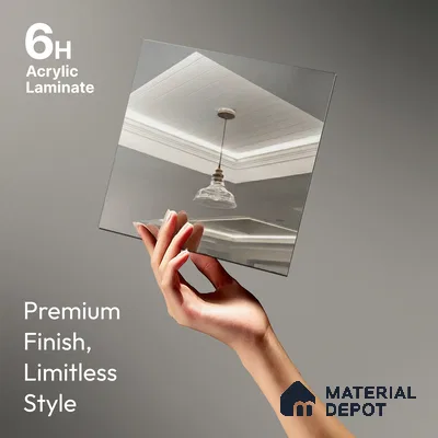Silver Mirror Look LM 23367 Silver 8 ft x 4 ft High Gloss Finish 6H Anti Scratch Acrylic Laminate - 1.5 mm | Suitable for Kitchen Cabinet, TV Unit, Wardrobe
