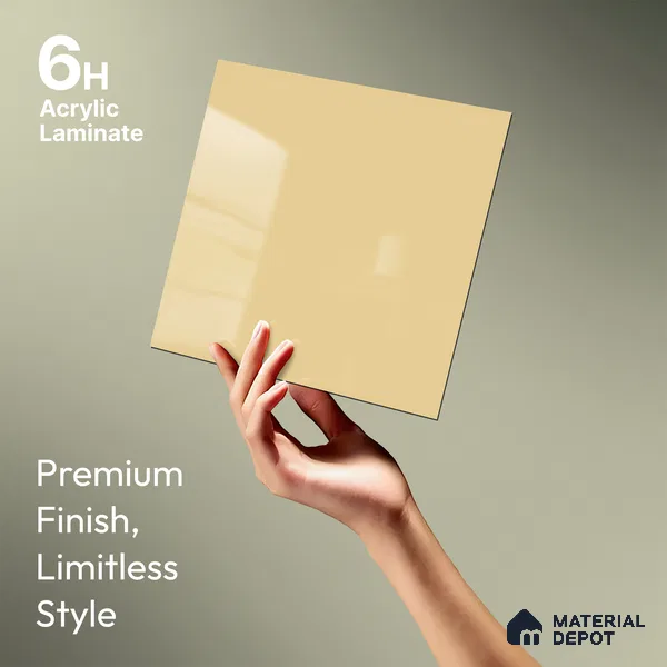 LM 23639 8 ft x 4 ft Solid Plain High Gloss Finish Acrylic Laminate - 1.5 mm | Suitable for Living Room, Kitchen, Office | Matching Edgeband Code EB 122142