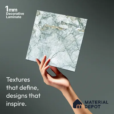 Grey Marble Look LM 06181 8 ft x 4 ft Texture Finish Decorative Laminate - 1 mm | Suitable for TV Unit, Wardrobe, Kitchen Cabinets