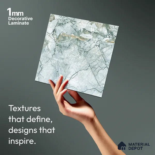 Grey Marble Look LM 06181 8 ft x 4 ft Texture Finish Decorative Laminate - 1 mm | Suitable for TV Unit, Wardrobe, Kitchen Cabinets