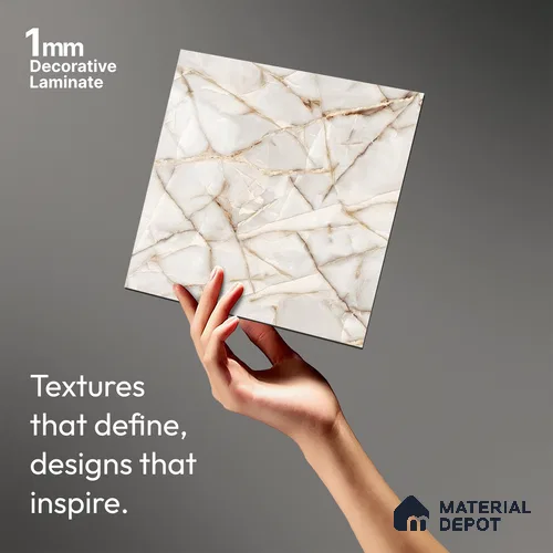 Beige Marble Look LM 06182 8 ft x 4 ft Glossy Finish Decorative Laminate - 1 mm | Suitable for TV Unit, Wardrobe, Kitchen Cabinets