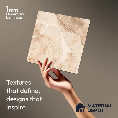 Brown Marble Look LM 06183 8 ft x 4 ft Texture Finish Decorative Laminate - 1 mm | Suitable for TV Unit, Wardrobe, Kitchen Cabinets