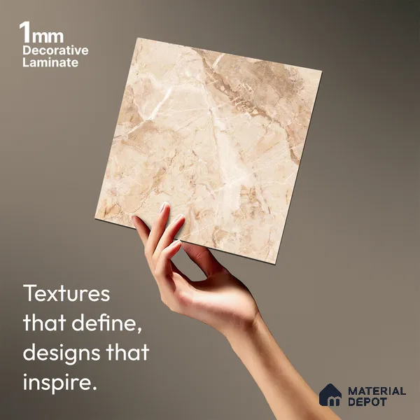 Brown Marble Look LM 06183 8 ft x 4 ft Texture Finish Decorative Laminate - 1 mm | Suitable for TV Unit, Wardrobe, Kitchen Cabinets