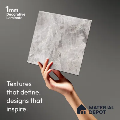 Grey Marble Look LM 06184 8 ft x 4 ft Matte Finish Decorative Laminate - 1 mm | Suitable for TV Unit, Wardrobe, Kitchen Cabinets