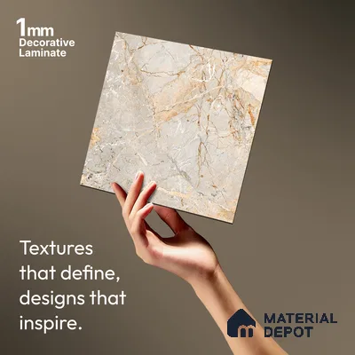 Brown Marble Look LM 06186 8 ft x 4 ft Texture Finish Decorative Laminate - 1 mm | Suitable for TV Unit, Wardrobe, Kitchen Cabinets