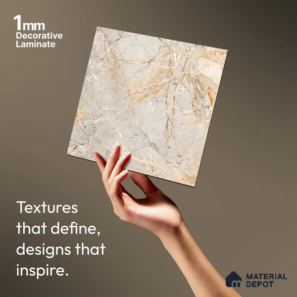 Brown Marble Look LM 06186 8 ft x 4 ft Texture Finish Decorative Laminate - 1 mm | Suitable for TV Unit, Wardrobe, Kitchen Cabinets