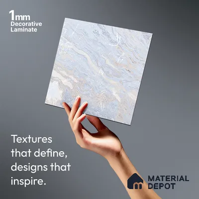 Blue Marble Look LM 06188 8 ft x 4 ft Texture Finish Decorative Laminate - 1 mm | Suitable for TV Unit, Wardrobe, Kitchen Cabinets