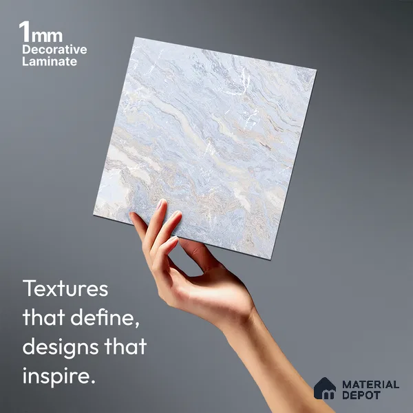 Blue Marble Look LM 06188 8 ft x 4 ft Texture Finish Decorative Laminate - 1 mm | Suitable for TV Unit, Wardrobe, Kitchen Cabinets